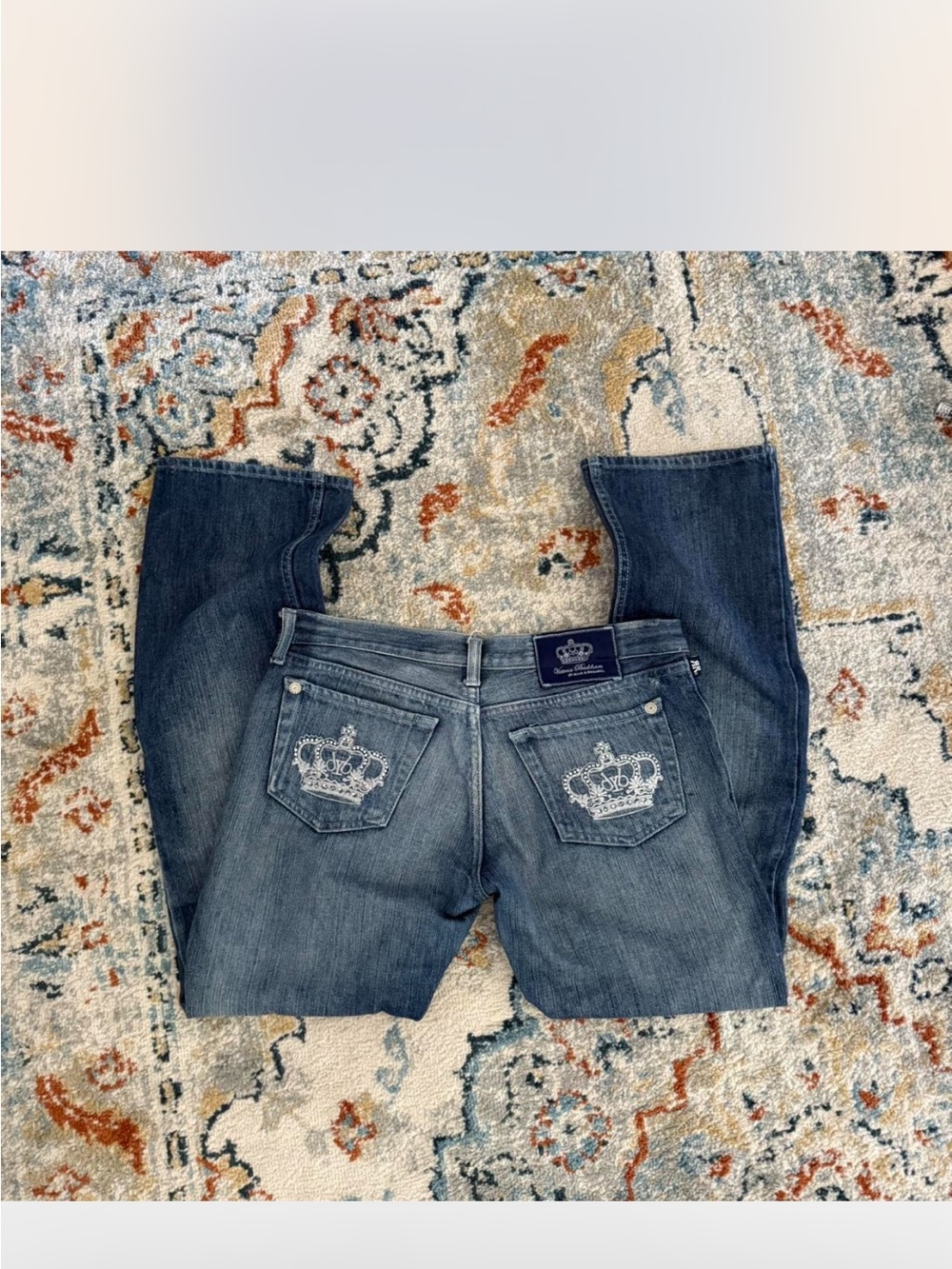 Victoria Beckham Rock & Republic Jeans w/Crowns Clad w/Swarovski Crystals 34 - Picture 3 of 5